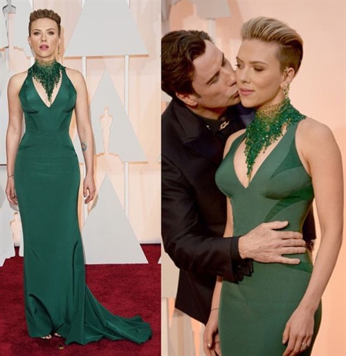 Scarlett Johansson mit Undercut in einem atemberaubenden Kleid