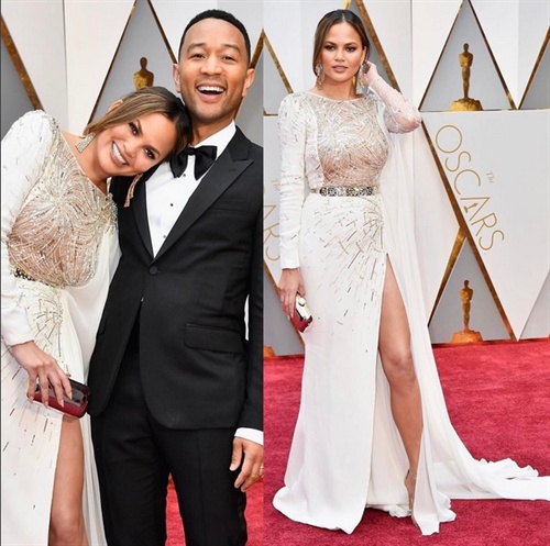 Chrissy Teigen in Zuhair Muhad with John Legend