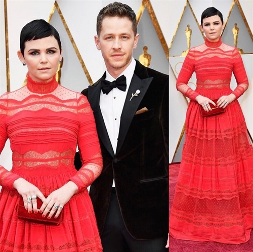 Ginnifer Goodwin in Zuhair Murad alongside husband Josh Dallas