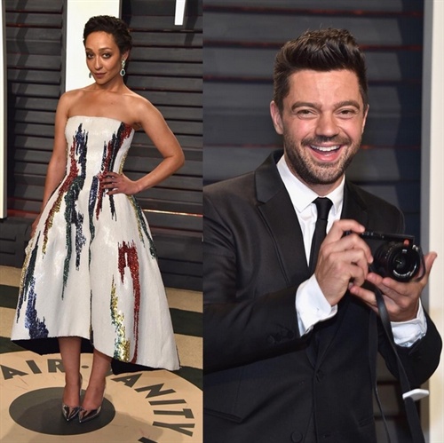 Ruth Negga in Oscar De La Renta and Dominic Cooper