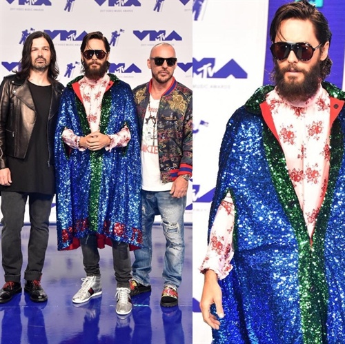 Jared Leto in Gucci and his band 30Seconds To Mars