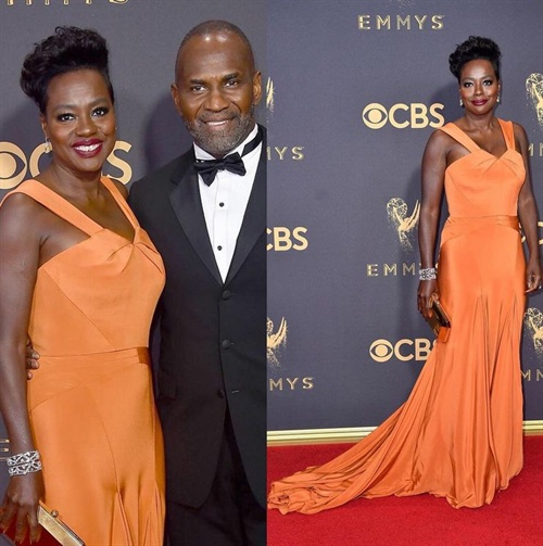 Viola Davis in Zac Posen alongside husband Julius Tennon