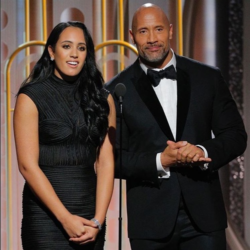 Dwayne Johnson and his daughter, Golden Globe Ambassador Simone Johnson, made it a family affair at the Golden Globes! He presented Best Actress in a Miniseries to Nicole Kidman for Big Little Lies.