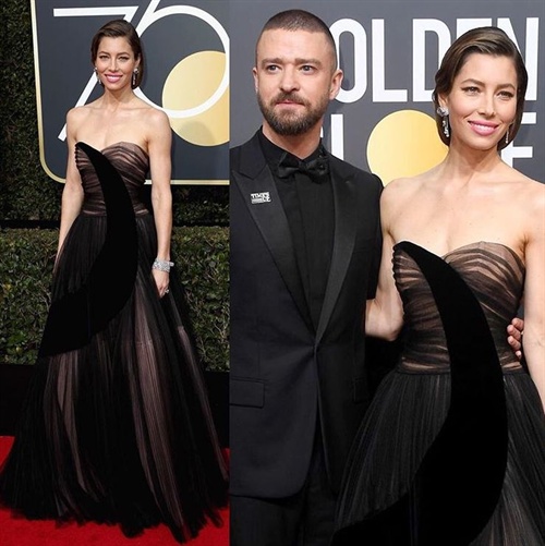 Justin Timberlake in Dior, Jessica Biel in Dior