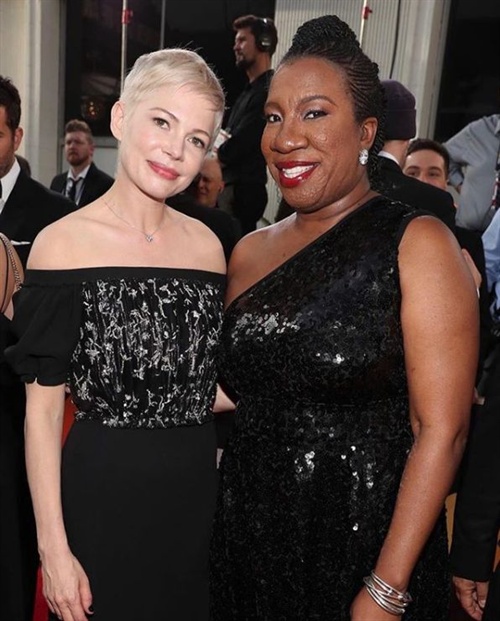 Michelle Williams in Louis Vuitton with MeToo movement founder Tarana Burke