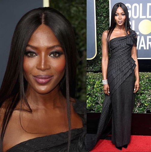 Naomi Campbell stuns in Jean Paul Gaultier on the Golden Globes red carpet!