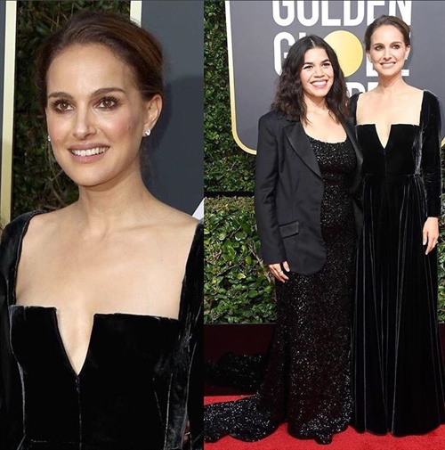 Natalie Portman in Dior alongside America Ferrera