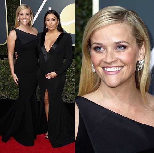 Reese Witherspoon in Zac Posen alongside Eva Longoria in Sara Cavazza Facchini dress and Lorraine Schwartz jewels