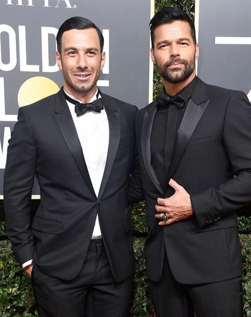 Ricky Martin in Armani with fiancé Jwan Yosef