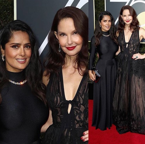 Salma Hayek in Balenciaga and Ashley Judd in Elie Saab