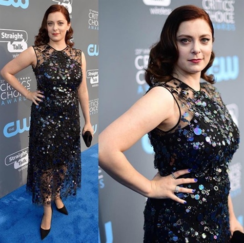 Rachel Bloom goes heavy on the sequins in Christian Siriano at the Critics Choice Awards