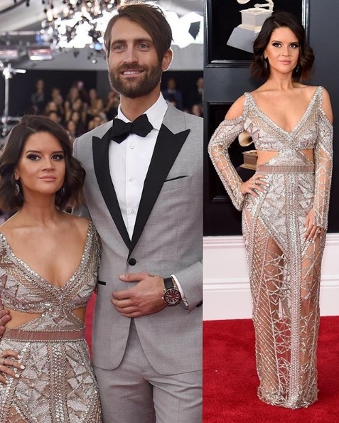 Maren Morris in Julien Mac Donald with fiancé Ryan Hurd