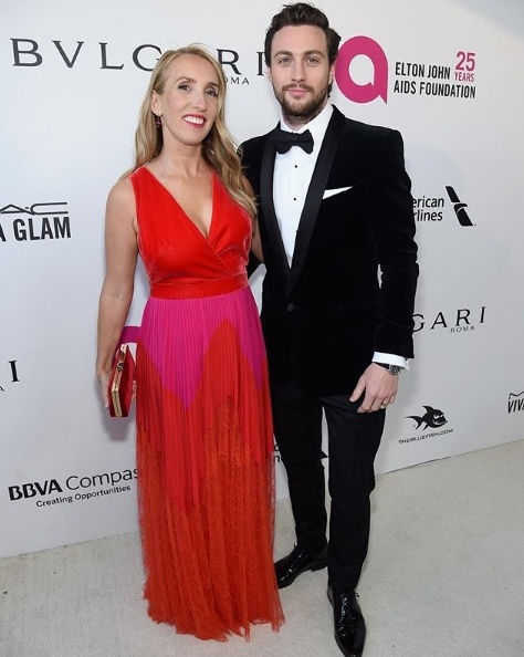 Aaron Taylor Johnson with wife Sam Taylor Johnson in Givenchy