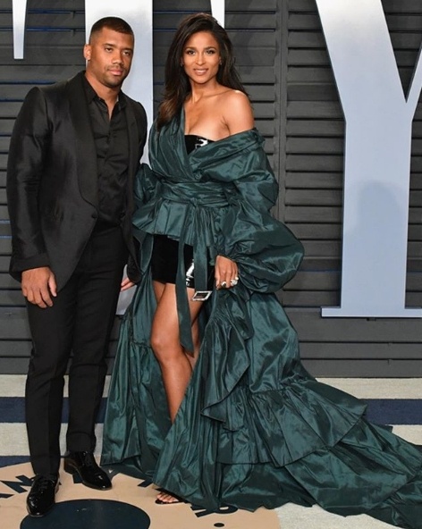 Ciara in Alexandre Vauthier with husband Russell Wilson