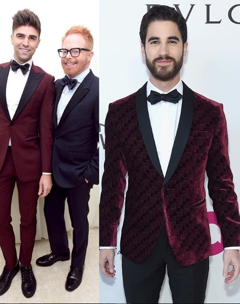 Darren Criss in Armani and Jesse Tyler Ferguson with husband Justin Mikita