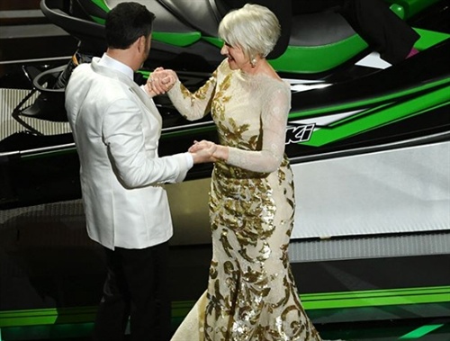 Host Jimmy Kimmel makes good on his word and awards Oscar-winning costume designer Mark Bridges a jet ski for having the shortest acceptance speech during the ceremony. Helen Mirren even rode in on the jet ski with Mark! 6