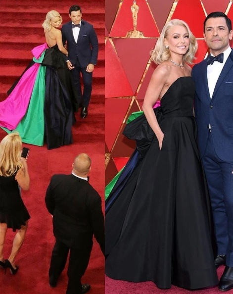 Kelly Ripa in Christian Siriano alongside Mark Consuelos