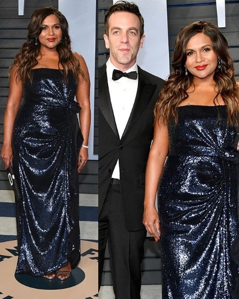 Mindy Kaling in Prabal Gurung alongside The Office costar BJ Novak