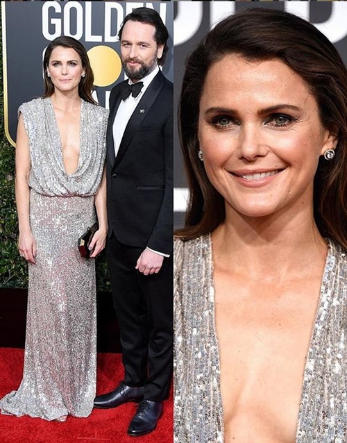 Keri Russell in Monique Lhulilier und Matthew Rhys